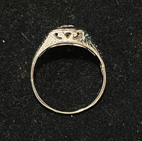 Victorian 18K White Gold Old Mine Diamond & Sapphire Ring - $20K Appraisal Value w/CoA} APR57