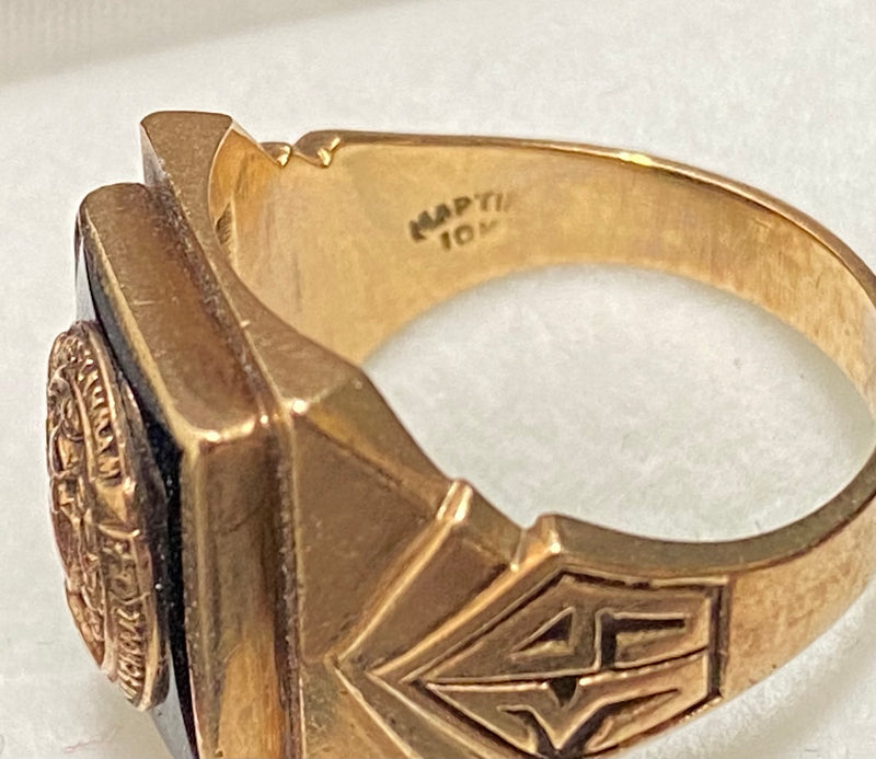 1939 West Philadelphia High School Ring in Solid Yellow Gold with Onyx - $8K Appraisal Value w/CoA} APR57