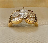 Unique Designer Solid Yellow Gold Oval Diamond Ring with Accent Stones - $60K Appraisal Value w/CoA} APR57