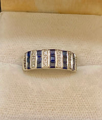 Unique Designer Solid White Gold Sapphire & Diamond Ring - $6K Appraisal Value w/CoA} APR57