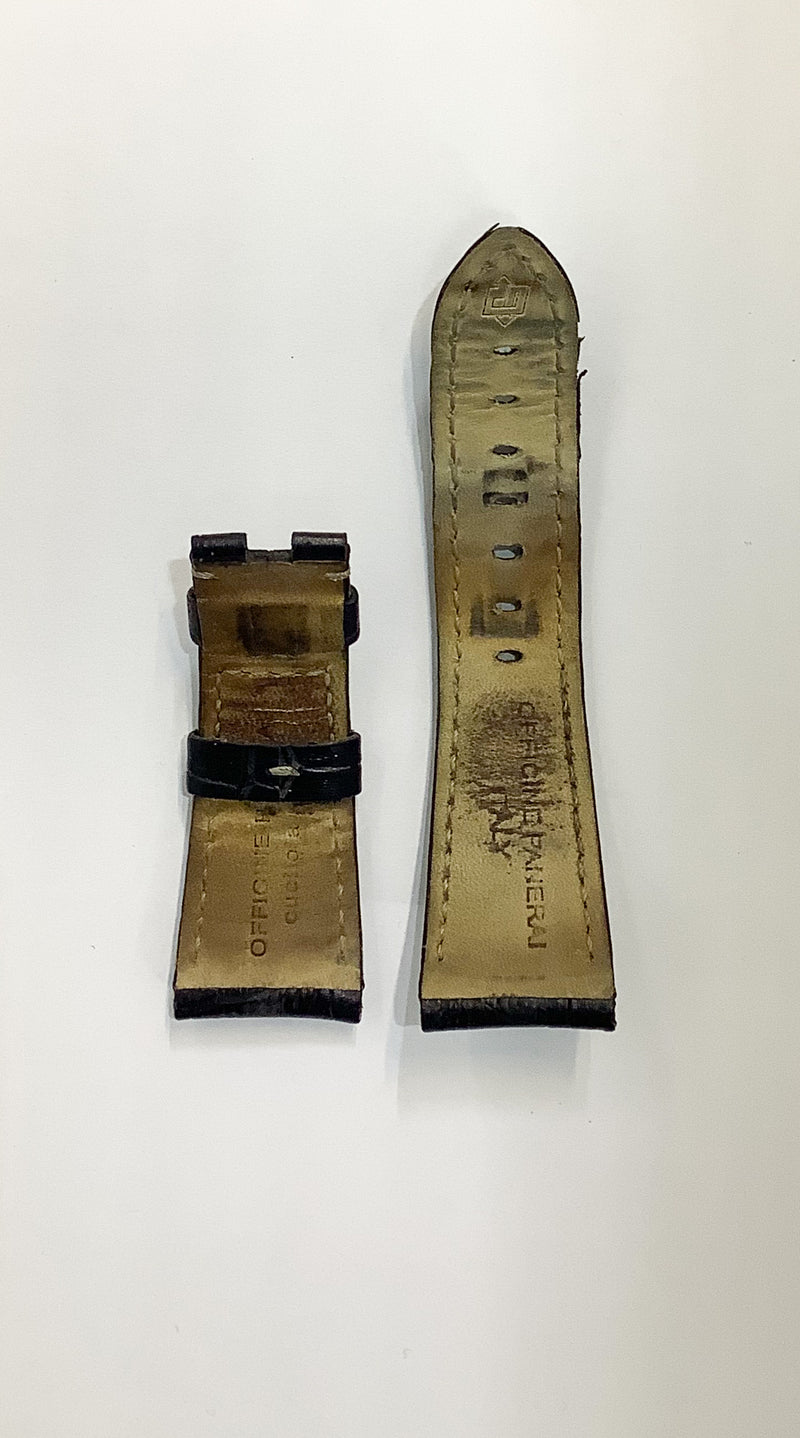 PANERAI Black Padded Crocodile Leather Watch Strap w/ Stitching - $700 APR VALUE w/ CoA! ✓ APR 57