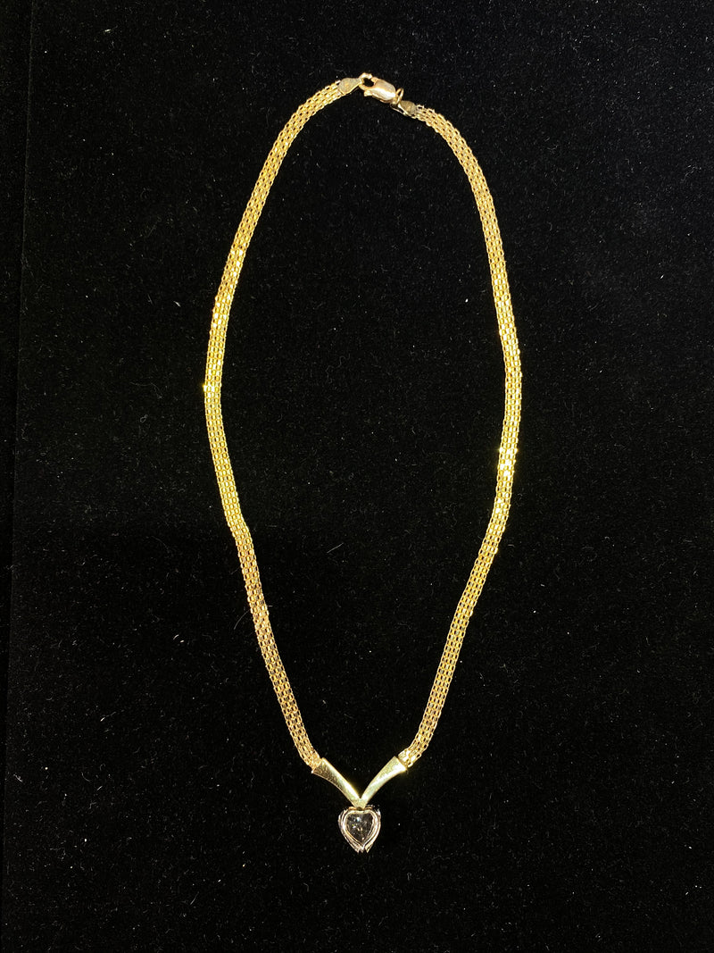 Unique Solid Yellow Gold 3.5 CT Heart-Shaped Diamond Necklace w/Flat Chain  -$150K Appraisal Value w/ CoA! } APR 57