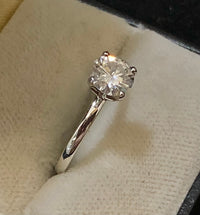 Beautiful Solid White Gold Diamond Solitaire Engagement Ring - $30K Appraisal Value w/CoA} APR57