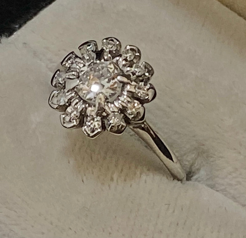 1920's Antique Designer 18K White Gold Old Mine Diamond Ring - $8K Appraisal Value w/CoA} APR57