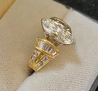 Unique Designer 18K Yellow Gold Marquise & Multi-cut Diamond Ring - $65K Appraisal Value w/CoA} APR57