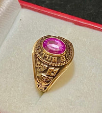 1983 Richmond Hill High School Solid Yellow Gold  Pink Stone Ring - $4K Appraisal Value w/CoA} APR57