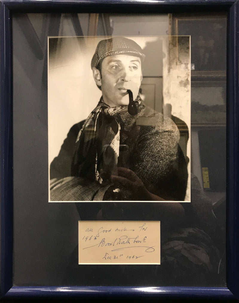 BASIL RATHBONE Autograph with Photograph as Sherlock Holmes 1962 - Appraisal Value: $3K! APR 57