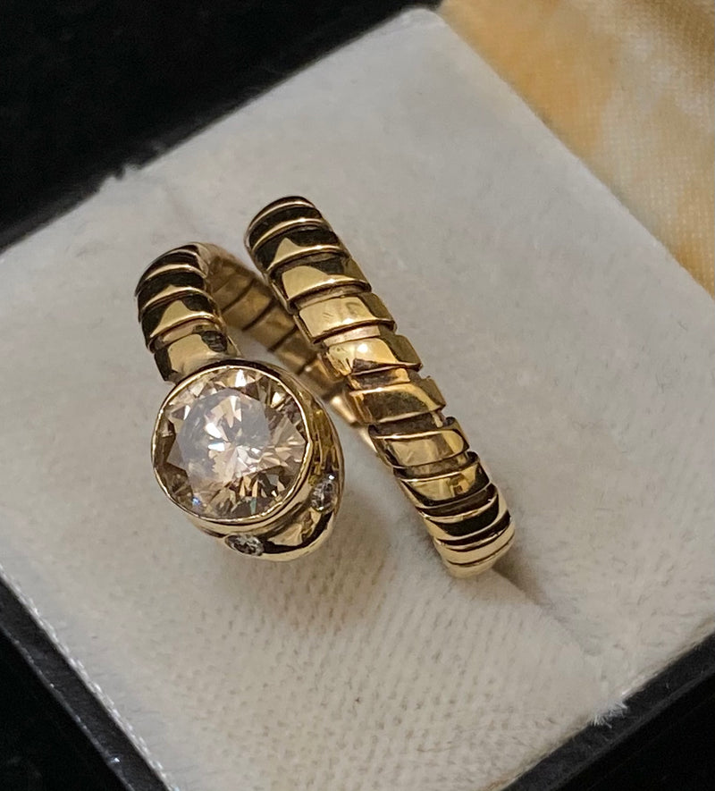 Bvlgari-style Solid Yellow Gold with Fancy Brown Diamond Snake Ring - $35K Appraisal Value w/CoA} APR57