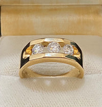 Beautiful Solid Yellow Gold 3-Diamond Channel-set Ring - $12K Appraisal Value w/CoA} APR57
