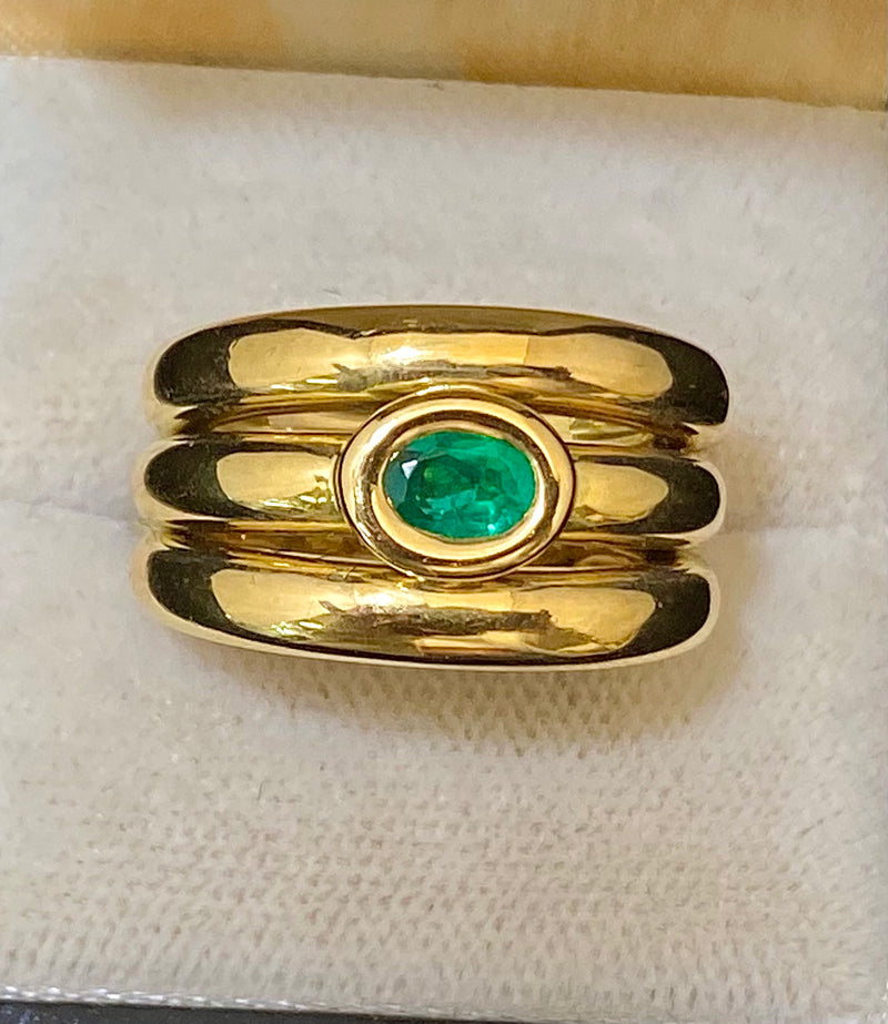 CHAUMET Vintage Design 18K Yellow Gold with Emerald Ring - $25K Appraisal Value w/CoA} APR57