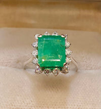 1930's Antique Solid White Gold Emerald & Diamond Ring - $12K Appraisal Value w/CoA} APR57