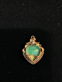 AMAZING Vintage 1940's Heart Shaped 6ct. Jade Pendant w/ 19 Baguette Diamonds! - $8K Appraisal Value! }✓ APR 57