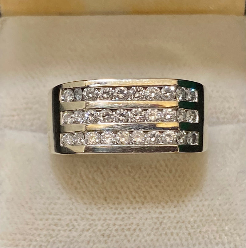 Unique Designer 30-Diamond Flat top Ring in Solid White Gold - $10K Appraisal Value w/CoA} APR57