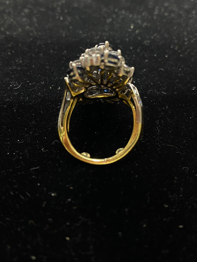 Designer 18KYG / Platinum with 28 Diamonds & 10 Sapphires ring - $40K Appraisal Value w/ CoA! } APR 57