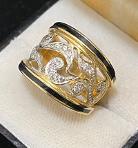 Unique Designer Solid Yellow Gold 18-Diamond & Onyx Ring - $8K Appraisal Value w/CoA} APR57