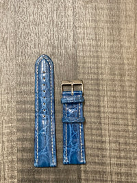 Blue Crocodile Padded w/ double stitching Watch Strap - $700 APR VALUE w/ CoA! ✓ APR 57