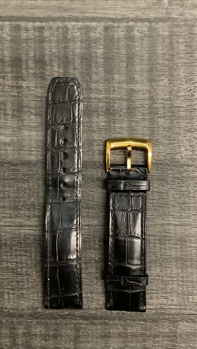 BAUME & MERCIER Black Padded Crocodile Leather Watch Strap - $650 APR VALUE w/ CoA! ✓ APR 57