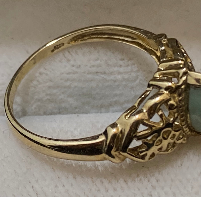Unique Chinese Designer Solid Yellow Gold Jade Ring - $4K Appraisal Value w/CoA} APR57