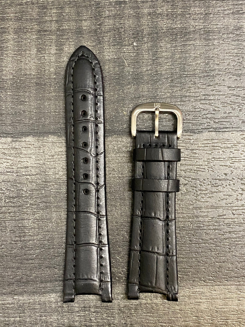 ESQ Black Padded Leather Special-Cut Watch Strap - $250 APR VALUE w/ CoA! ✓ APR 57