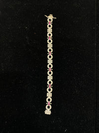 Art Deco Antique Solid White Gold Bracelet with 162-Diamonds & 24-Rubies - $15K Appraisal Value w/ CoA! APR 57