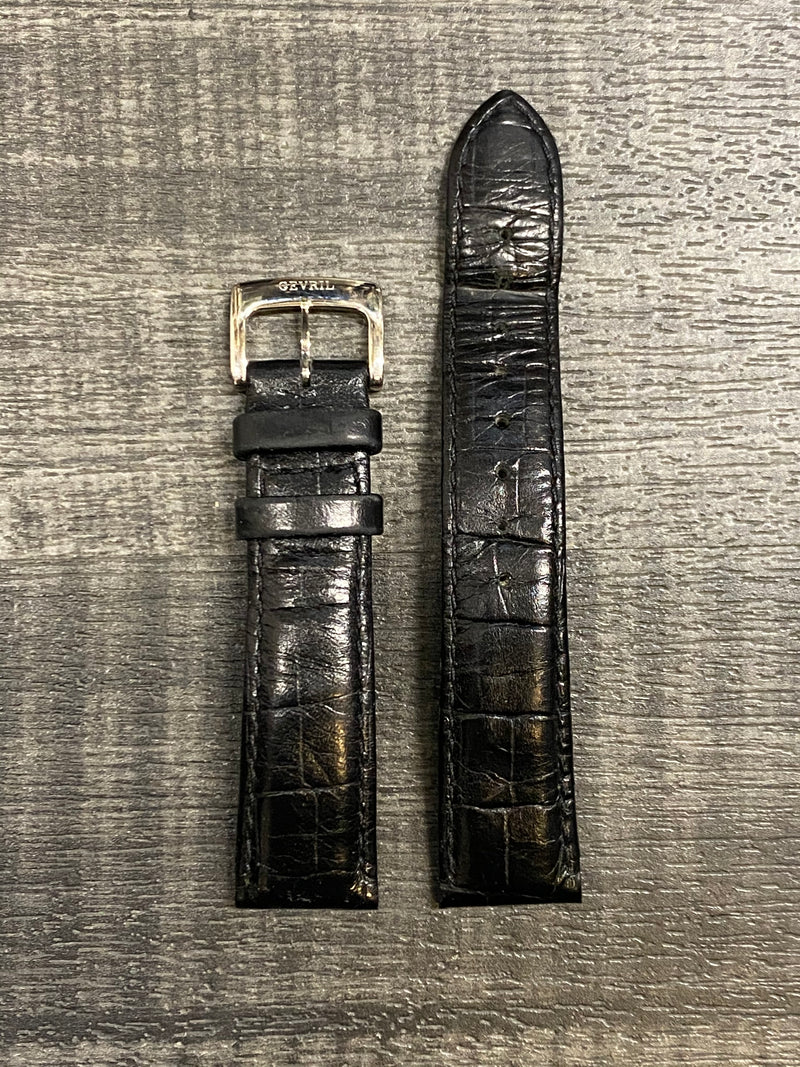 GEVRIL Black Padded Crocodile Leather Watch Strap - $600 APR VALUE w/ CoA! ✓ APR 57
