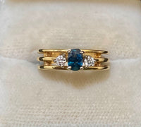 Contemporary Designer Solid Yellow Gold with Sapphire & Diamond Ring - $8K Appraisal Value w/CoA} APR57