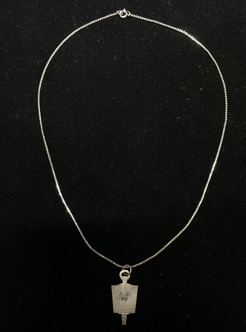 NYU New York University Sterling Silver Violet Shield Pendant Necklace - $2K Appraisal Value w/ CoA! APR 57