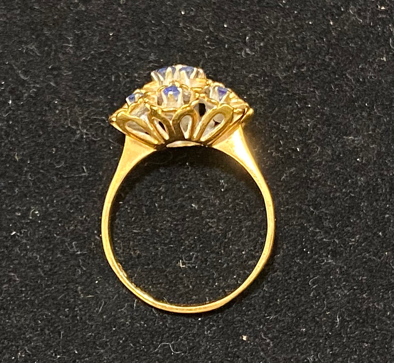 KURT GUTMANN 1940's Design 18K Yellow Gold with Sapphire & Diamond Flower Ring - $8K Appraisal Value w/CoA} APR57