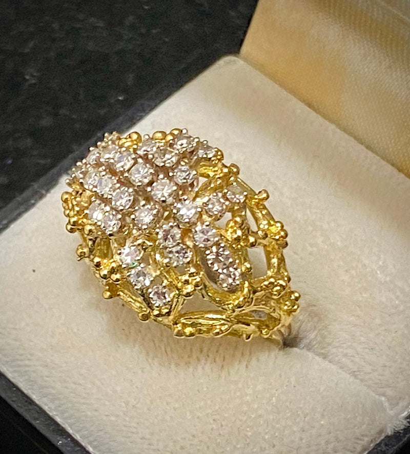 1940’s Buccellati Style 18K Yellow Gold with 31 Diamonds Ring $20K Appraisal Value w/CoA} APR57