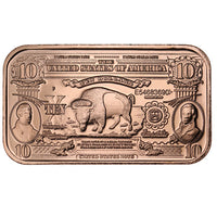 1 oz $10 Banknote Copper Bar (New) APR 57