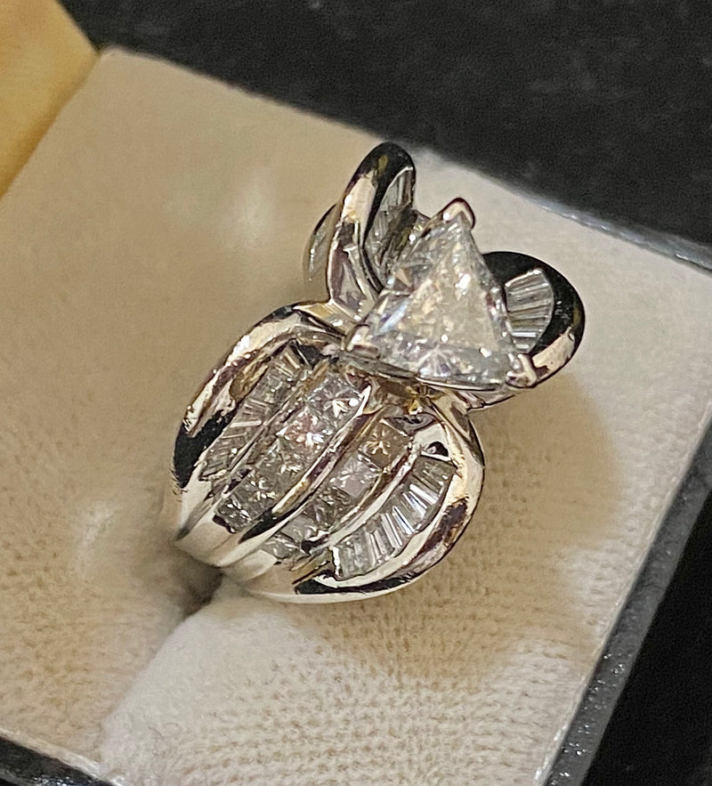Unique Designer Platinum Trillion Diamond & 68 Accent Stones Ring - $70K Appraisal Value w/CoA} APR57