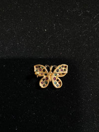 BEAUTIFUL Butterfly Design YG, Ruby, Sapphire & Emerald Brooch Pin, Vintage 1940's- $10K Appraisal Value w/ CoA! }✓ APR 57