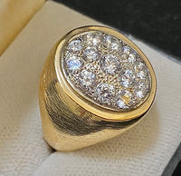 Unique Designer Solid Yellow Gold 13-CZ-Stone Flat-top Ring - $3K Appraisal Value w/CoA} APR57