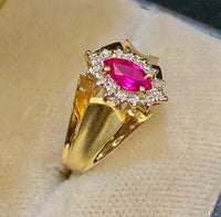 Designer Solid Yellow Gold Rubellite & Diamonds Ring - $2.5K Appraisal Value w/CoA} APR57