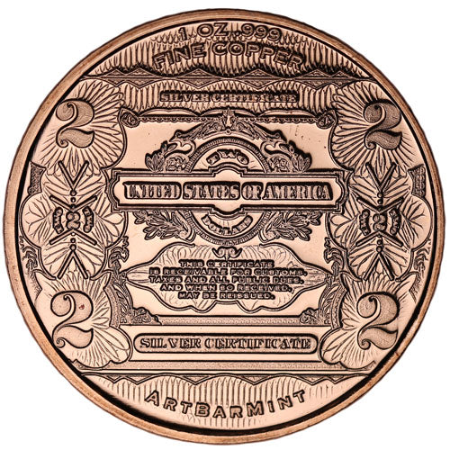 1 oz $2 Banknote Copper Round (New) APR 57