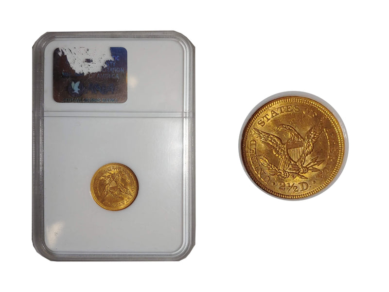 1854 Plain $2.5 Liberty Head Quarter MS-61 (NGC) - $1.5K APR Value w/ CoA! ✿✓ APR 57