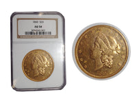 1860 $20 Liberty Head Double Eagle AU-58 (NGC) - $15K APR Value w/ CoA! ✿✓ APR 57