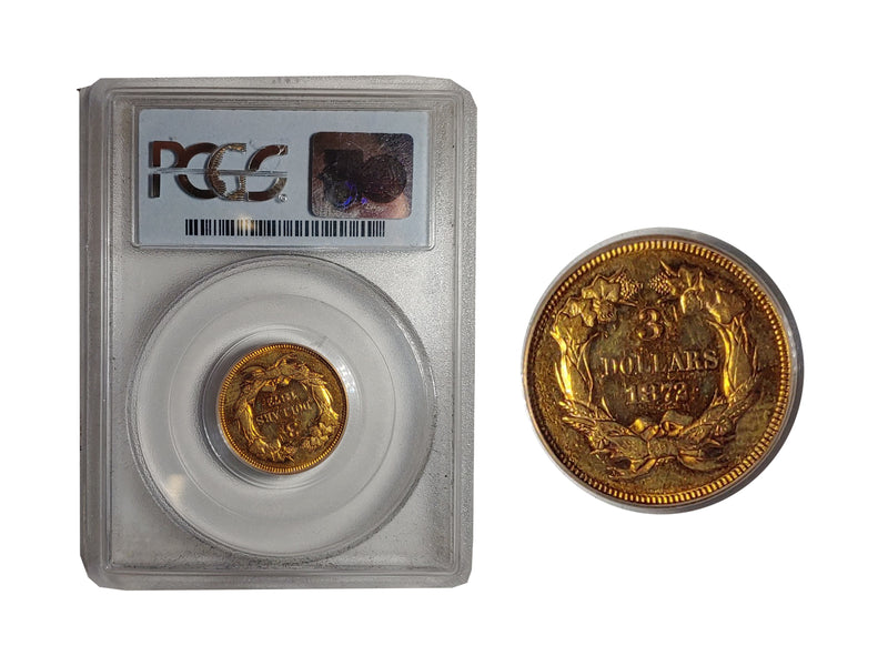 1872 Indian Princess Head $3 Gold AU-55 (PCGS) - $10K APR Value w/ CoA! ✿✓ APR 57
