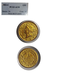 1852-C $1 Gold Liberty Head AU-50 (PCGS) - $6K APR Value w/ CoA! ✿✓ APR 57