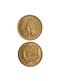 United States 1862 GOLD INDIAN PRINCESS HEAD DOLLAR - $800 APR Value w/ CoA! ★✓ APR 57