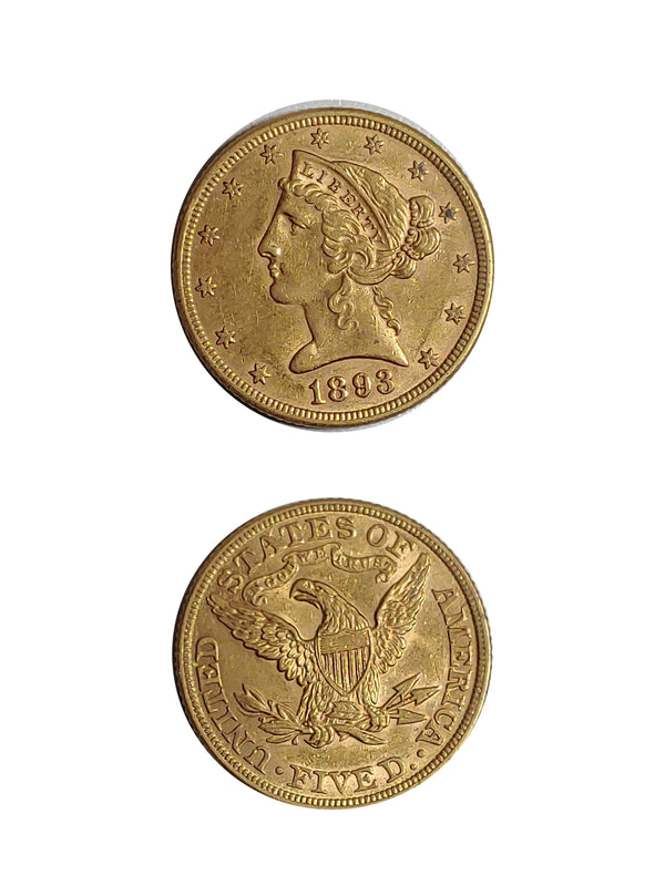 United States 1893 GOLD HALF EAGLE LIBERTY HEAD - $800 APR Value w/ CoA! ★✓ APR 57
