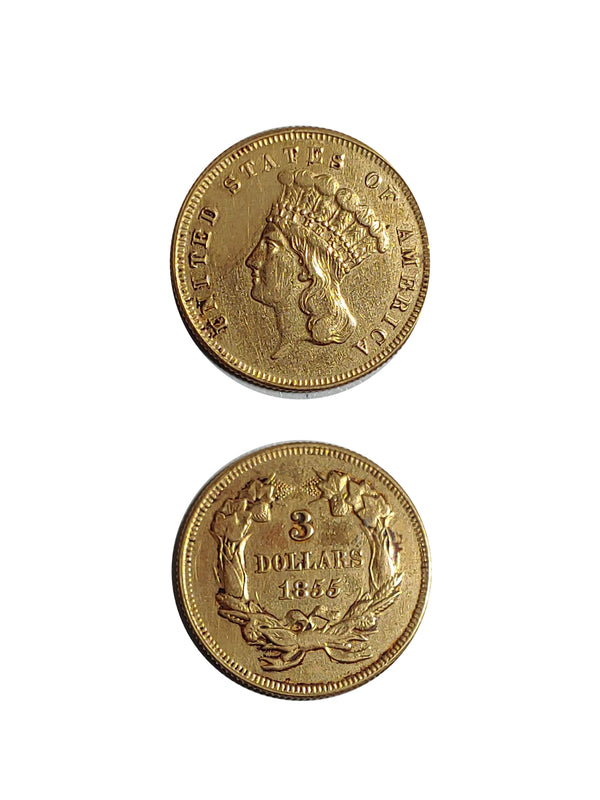 United States 1855 GOLD $3 INDIAN PRINCESS - $3K APR Value w/ CoA! ★✓ APR 57