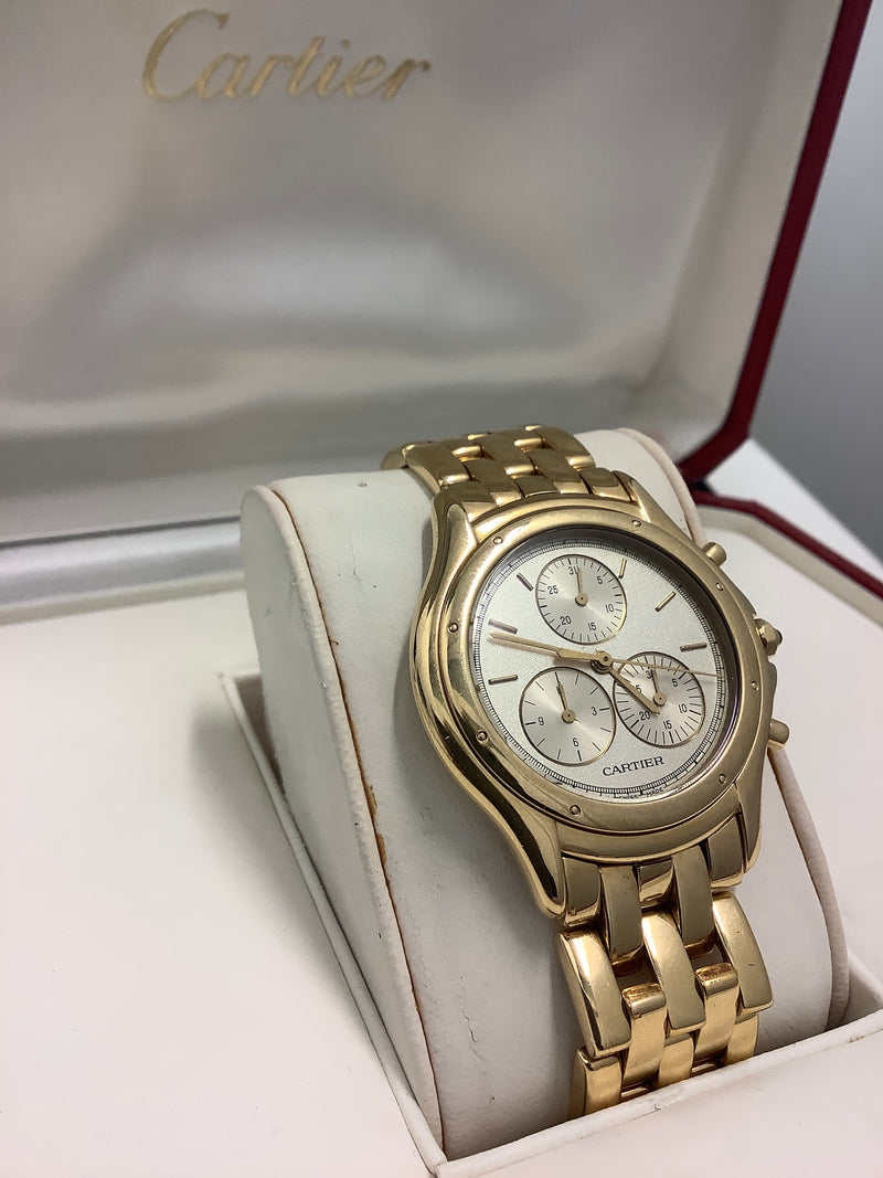 CARTIER 18K Yellow Gold Water Resistant Chronograph - New in Box - $50K Appraisal Value! APR 57