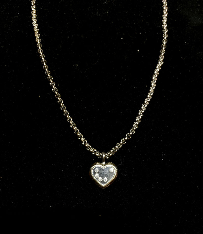 CHOPARD Happy Diamond Necklace with 5 Diamonds in 18K White Gold - $16K Appraisal Value w/ CoA! APR 57