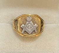 Early 1900's Freemason Antique Design Solid Yellow/White Gold Diamond Ring - $8K Appraisal Value w/CoA} APR57