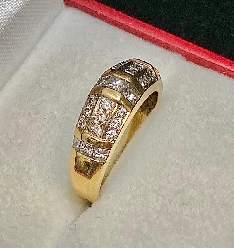 High End Designer Solid Yellow Gold 27-Diamond Ring - $7K Appraisal Value w/CoA} APR57