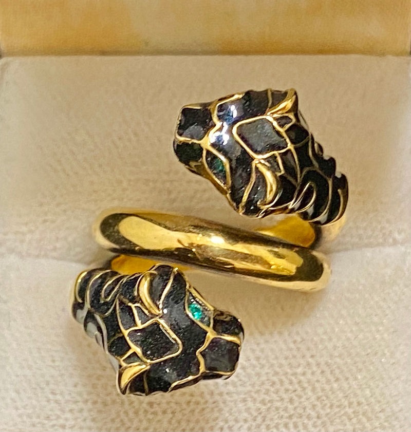 GUCCI Vintage Yellow Gold Tiger Head Ring with Swarovski Crystals - $3K Appraisal Value w/CoA} APR57