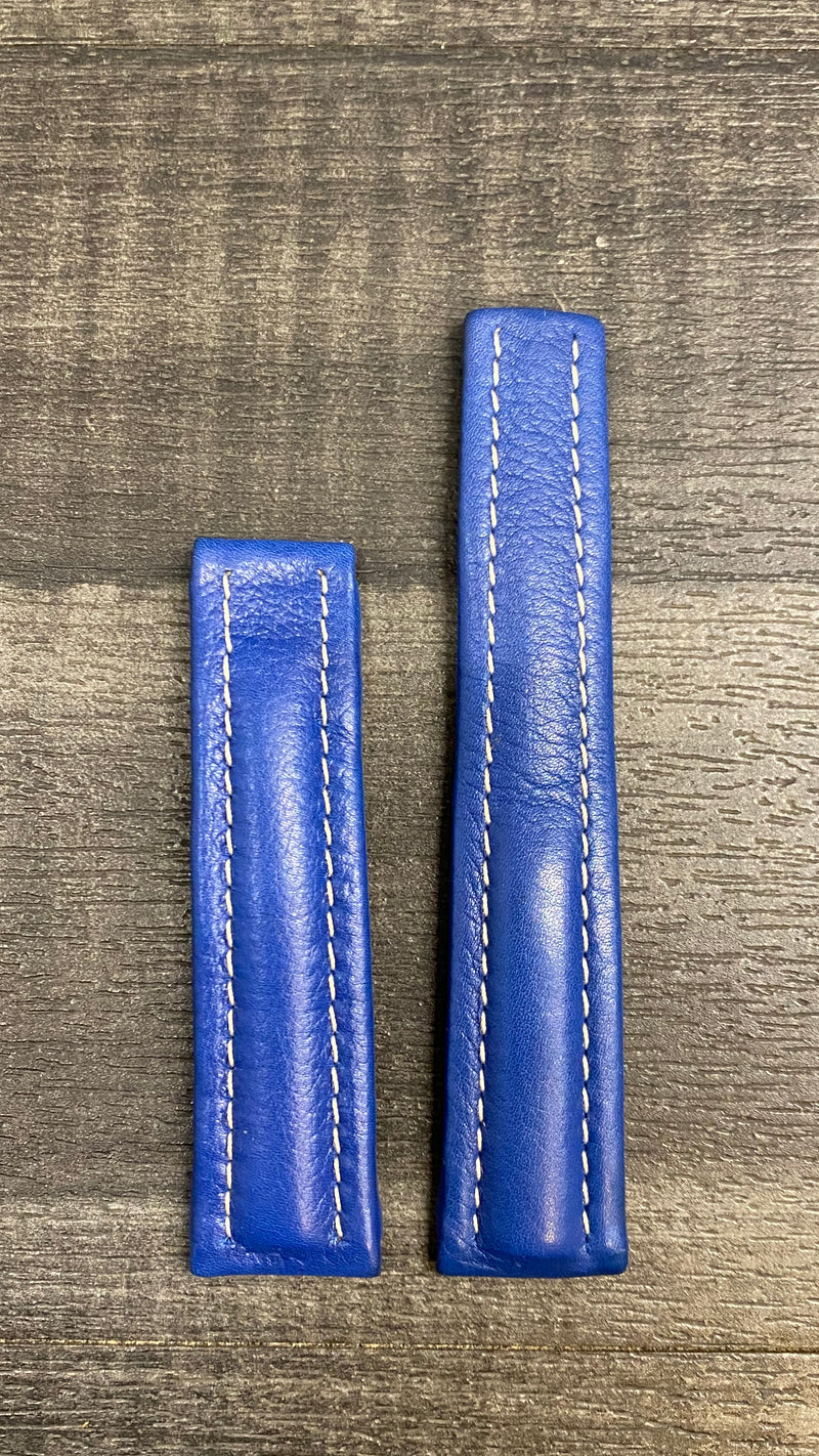BREITLING Blue Padded Leather Watch Strap for Deployment - $600 APR VALUE w/ CoA! ✓ APR 57