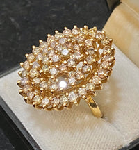 Unique Designer Solid Yellow Gold 60 Champagne Diamond Cluster Ring - $20K Appraisal Value w/CoA} APR57
