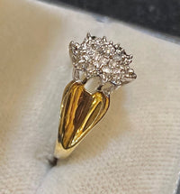 Amazing Solid Yellow Gold Diamond Cluster Ring - $2K Appraisal Value w/CoA} APR57